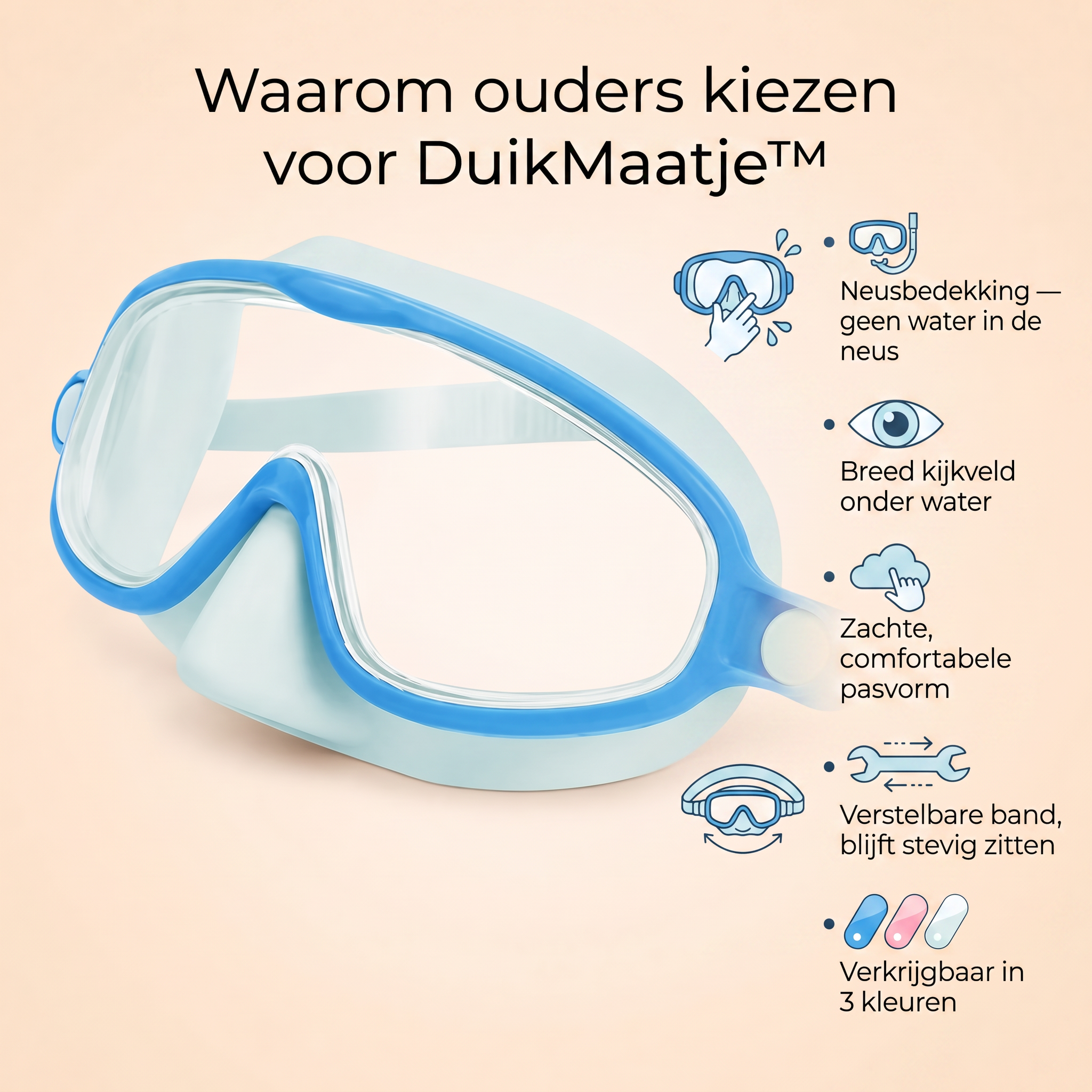 DuikMaatje™ - Kinderduikbril met neusbedekking