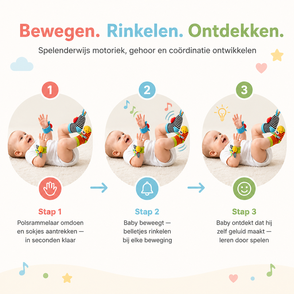 RammelSet™ Baby Pols- en Voetrammelaars — Set van 4